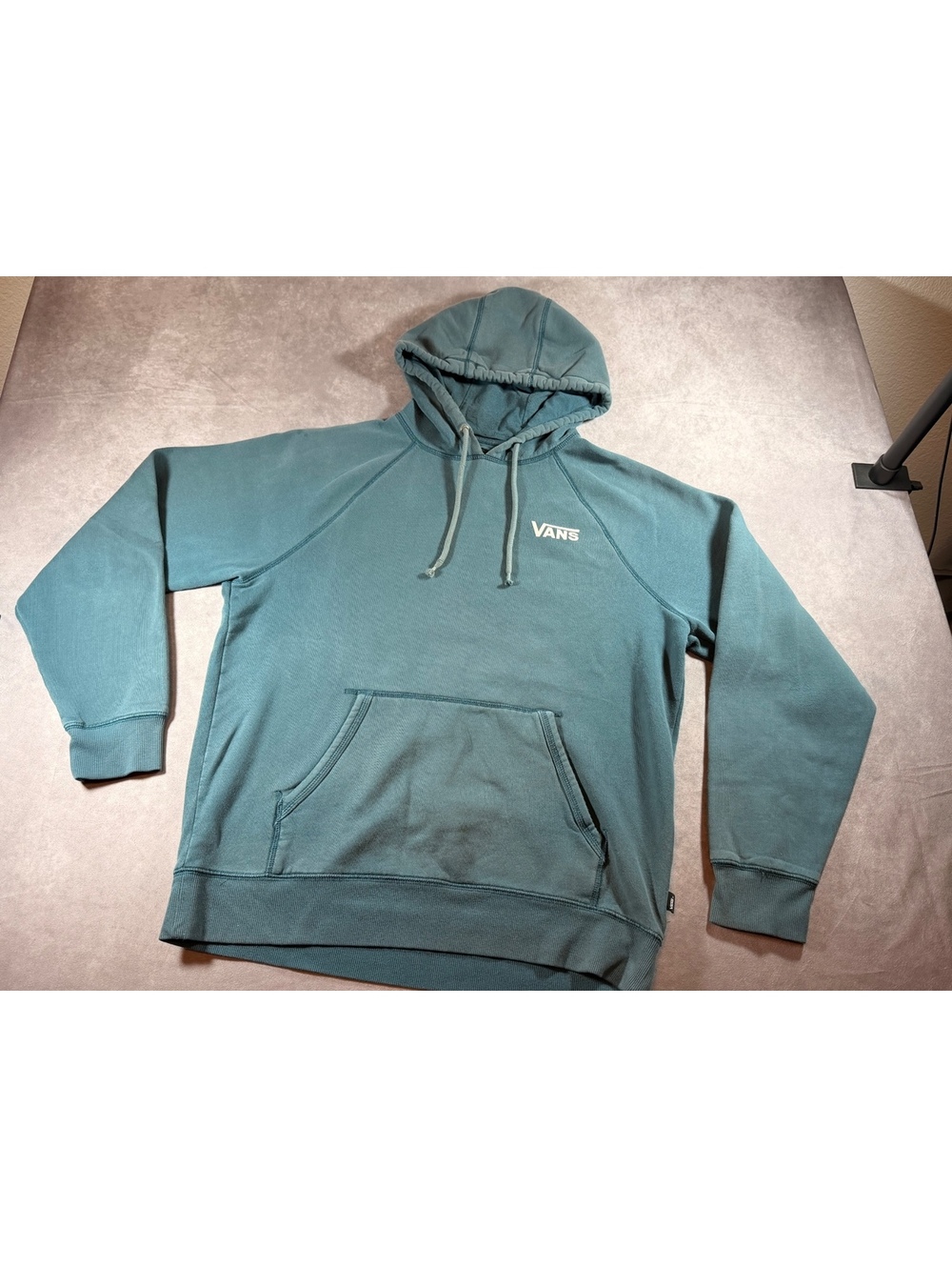 Vans Men's Large Teal Pullover Hoodie with 'Off The Wall' Print